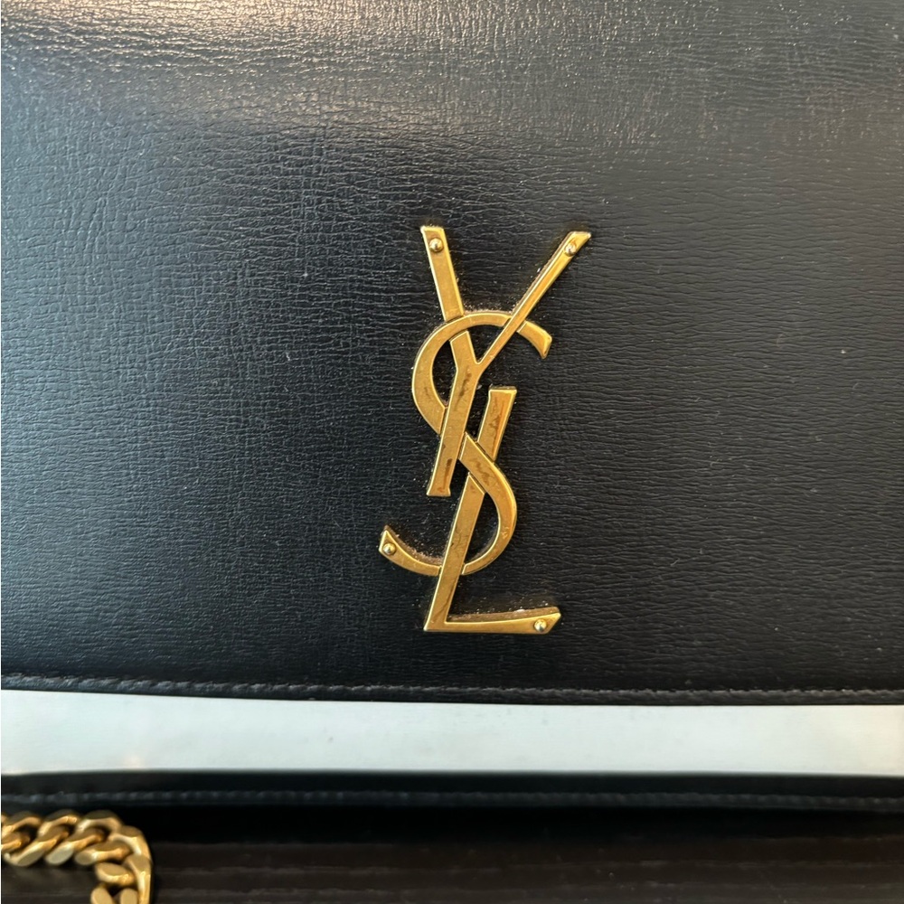 Yves Saint Laurent Black and Gold Chain Shoulder Sunset Bag - Picture 6 of 7
